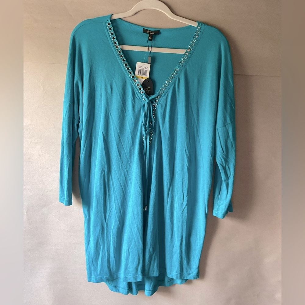 Cupio Turquoise Tunic Top for Women. NWT Size M.